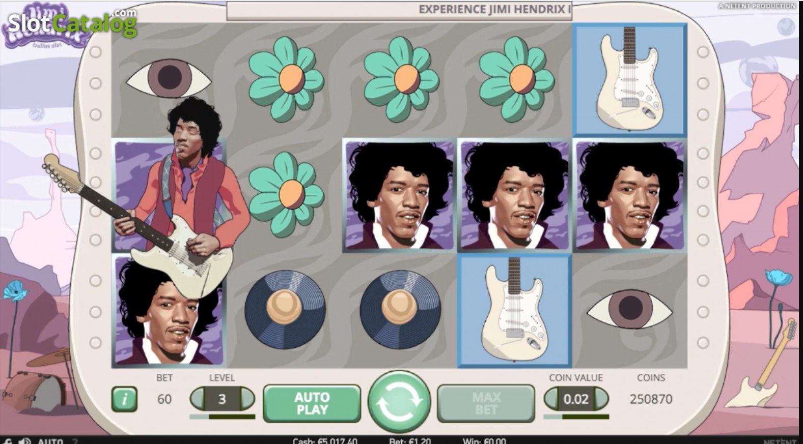 Ein Screenshot vom Jimi Hendrix Slot